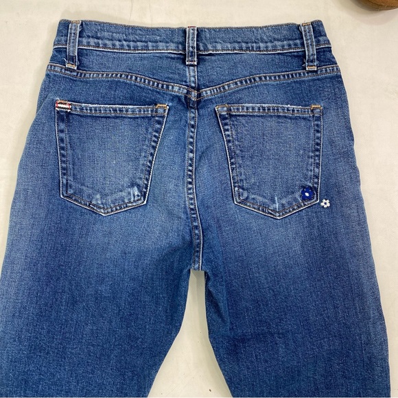 AO.LA Floral amazing high rise Girlfriend Slim Blue Jeans Size 27 - Picture 9 of 12